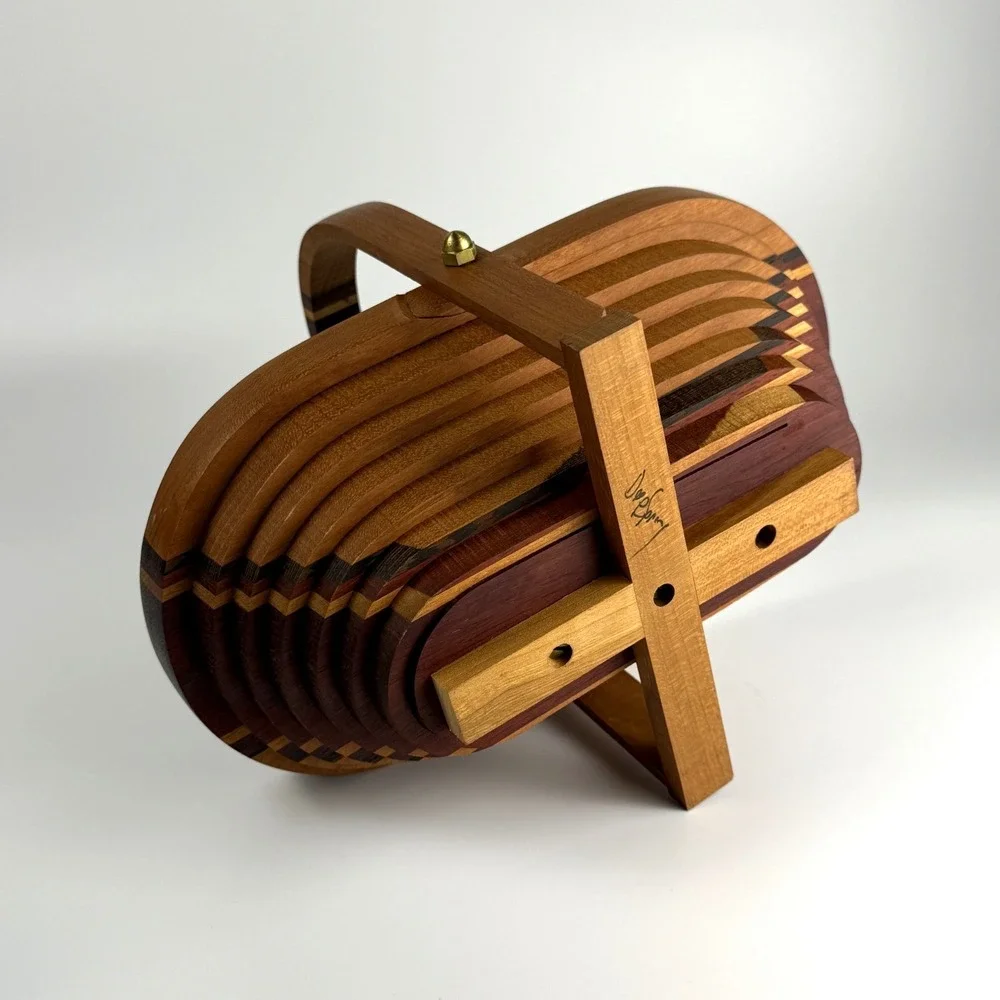 Vintage Signed Deep Spring Collapsible Basket 10